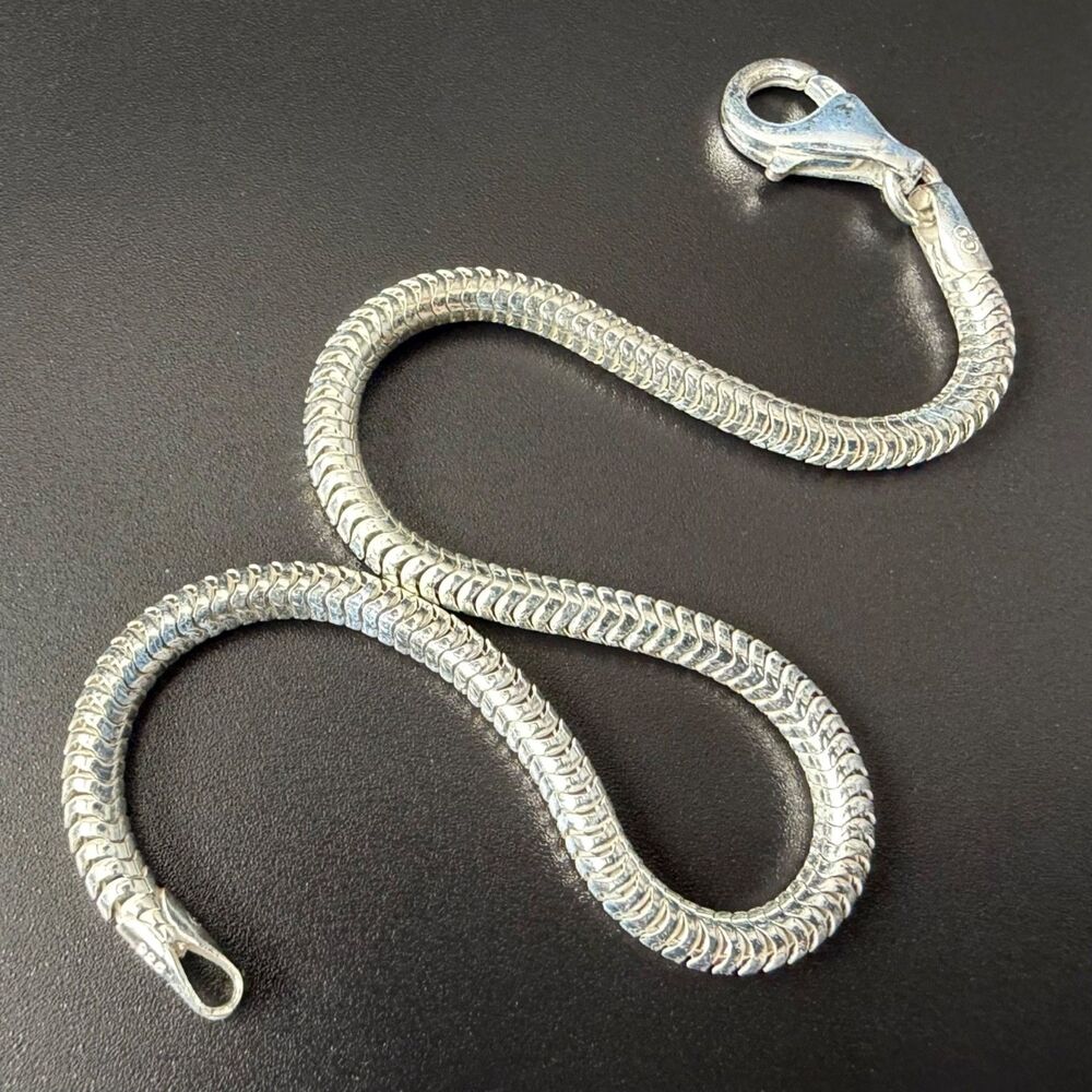 Italian STERLING SILVER Snake Chain Bracelet 7.5" 3mm IBB 925 6.4g Bead Charm